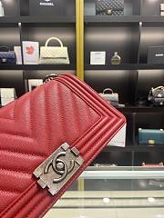 Chanel Leboy Bag Caviar Red Caviar Silver 25cm - 3