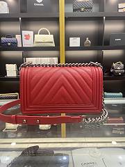 Chanel Leboy Bag Caviar Red Caviar Silver 25cm - 2