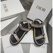 Dior D-Wave Sandal Beige Multicolor Embroidered - 1