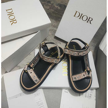 Dior D-Wave Sandal Beige Multicolor Embroidered