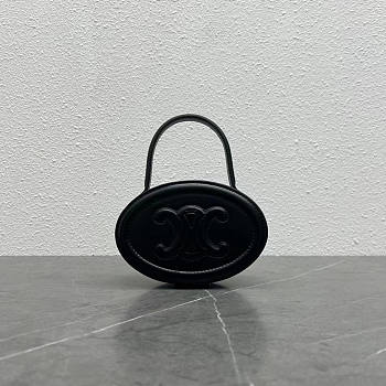 Celine Oval Bag Cuir Triomphe Clutch Black 14.5x10x5cm