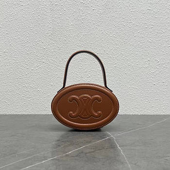 Celine Oval Bag Cuir Triomphe Clutch Brown 14.5x10x5cm