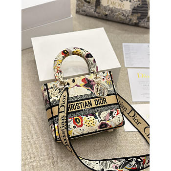 Dior Medium Lady D-Lite Bag Brocart Butterfly Embroidery 24cm