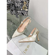 Dior J'adior Slingback Pump White Gold-Tone Toile de Jouy Mexico 10cm - 2