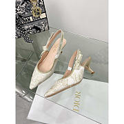 Dior J'adior Slingback Pump White Gold-Tone Toile de Jouy Mexico 6.5cm - 4