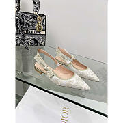 Dior J'adior Slingback Flat White Gold-Tone Toile  - 1