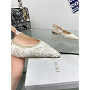 Dior J'adior Slingback Flat White Gold-Tone Toile  - 3