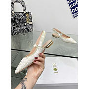 Dior J'adior Slingback Flat White Gold-Tone Toile  - 4