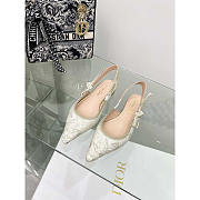 Dior J'adior Slingback Flat White Gold-Tone Toile  - 2