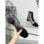 Dior Naughtily-D Boots Transparent Mesh Embroidery Calfskin Black 3cm - 4