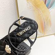 Chanel Black White Camellia Bow Thong Sandals - 2