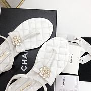 Chanel White Camellia Bow Thong Sandals - 2