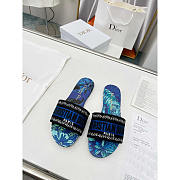 Dior Dway Slide Blue Multicolor Embroidered Cotton - 1