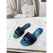 Dior Dway Slide Blue Multicolor Embroidered Cotton - 2