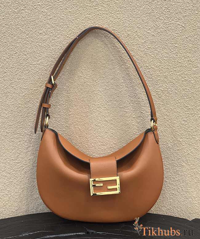 Fendi Women Small Croissant Brown Leather Bag 30×1×23cm  - 1