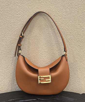 Fendi Women Small Croissant Brown Leather Bag 30×1×23cm 