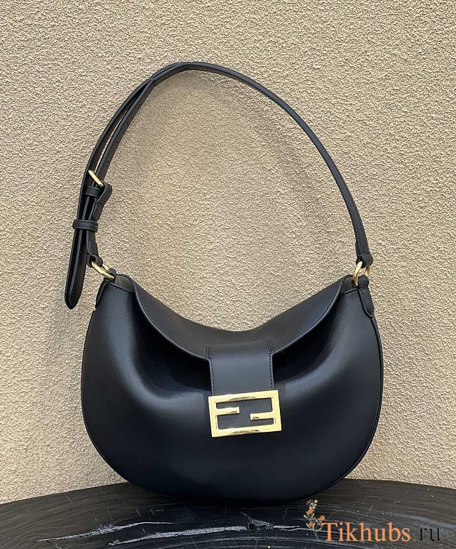 Fendi Women Small Croissant Black Leather Bag 30×1×23cm - 1