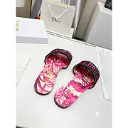 Dior Dway Slide Multicolor Embroidered Cotton Hot Pink - 5