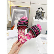 Dior Dway Slide Multicolor Embroidered Cotton Hot Pink - 2