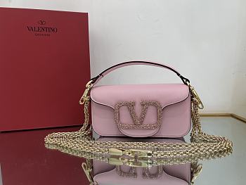 Valentino Small Shoulder Bag With Jewel Pink Logo 20x11x5cm