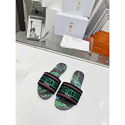 Dior Dway Slide Multicolor Embroidered Cotton Green - 1