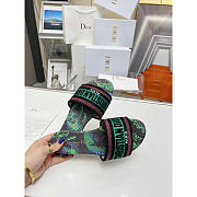 Dior Dway Slide Multicolor Embroidered Cotton Green - 3