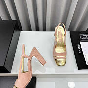 Chanel Velvet And Leather High Heel Slingbacks Golden And Pink 10cm - 5