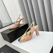 Chanel Velvet And Leather High Heel Slingbacks Golden And Pink 10cm - 2