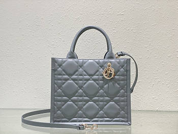 Dior Small Book Tote Grey Macrocannage 26.5 x 21 x 14 cm