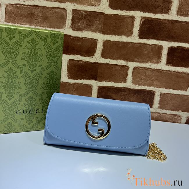 Gucci Blondie Continental Chain Wallet Blue 21x10.5cm - 1