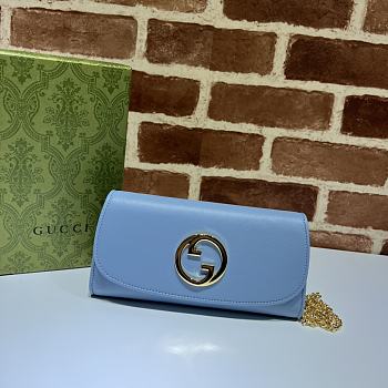 Gucci Blondie Continental Chain Wallet Blue 21x10.5cm