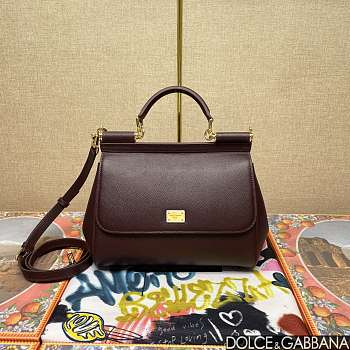 Dolce & Gabbana Medium Sicily Handbag Dauphine Burgundy 25x20x12cm
