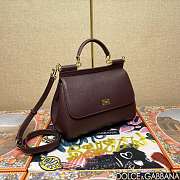 Dolce & Gabbana Medium Sicily Handbag Dauphine Burgundy 25x20x12cm - 4