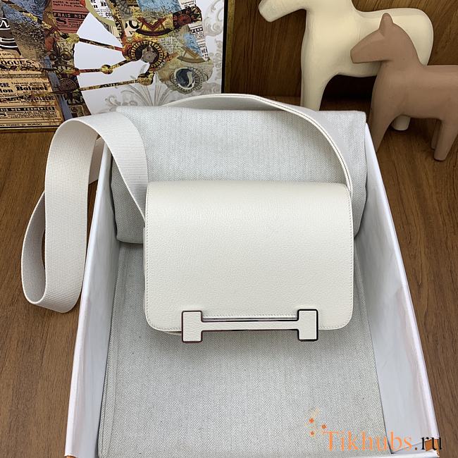 Hermes Geta White Chevre 20cm - 1