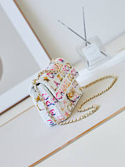 Chanel Small Flap Bag Sequins Gold White Yellow Pink Blue 14×21×8cm - 5