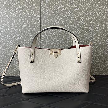 Valentino Garavani Rockstud Tote Bag Leather White 28x20x8cm