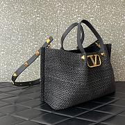 Valentino Black Raffia V-Logo Tote Bag 35x25x17cm - 6