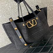 Valentino Black Raffia V-Logo Tote Bag 35x25x17cm - 5