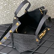 Valentino Black Raffia V-Logo Tote Bag 35x25x17cm - 4