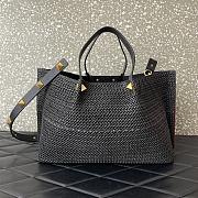 Valentino Black Raffia V-Logo Tote Bag 35x25x17cm - 2