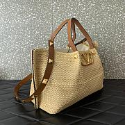 Valentino Brown Raffia V-Logo Tote Bag 35x25x17cm - 6