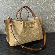 Valentino Brown Raffia V-Logo Tote Bag 35x25x17cm - 4