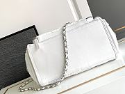 Chanel Large Bowling Bag Nylon Fabric Silver Alloy White 35x16x20cm - 5