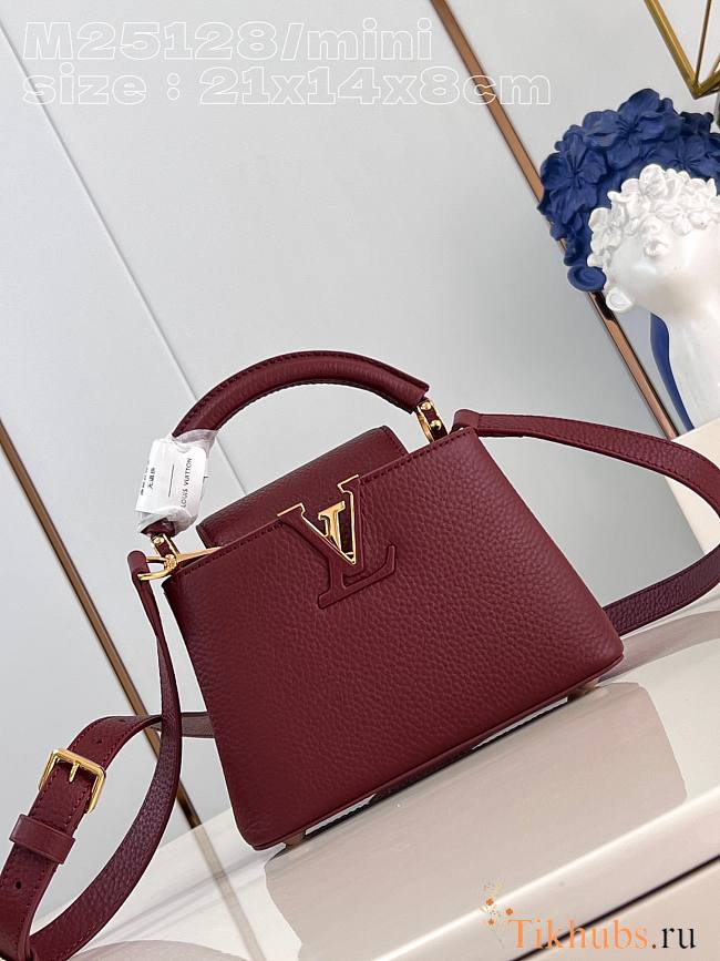 Louis Vuitton LV Mini Capucines Red Wine 21x14x8cm - 1