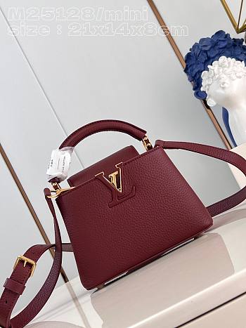 Louis Vuitton LV Mini Capucines Red Wine 21x14x8cm