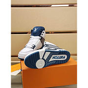 Louis Vuitton LV Trainer Sneaker Boot Calfskin White Blue - 5