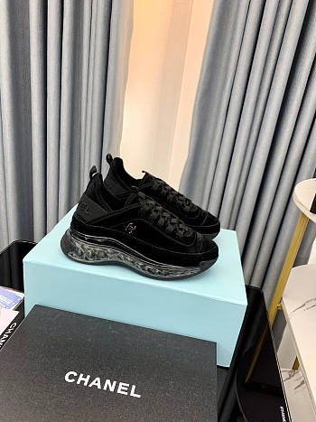 Chanel Sneakers Suede Calfskin Velvet Grosgrain Black