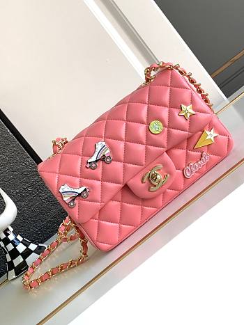 Chanel Flap Bag Pink Gold Lambskin 20cm