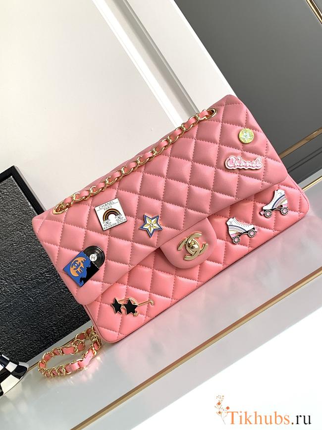 Chanel Flap Bag Pink Gold Lambskin 25cm - 1