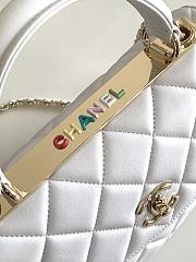 Chanel Trendy 24C Flap Bag Top Handle Lambskin White Multicolor Logo 25cm - 6
